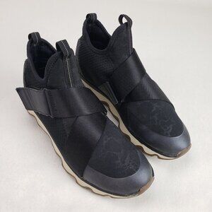Sorel Kinetic Sneak Womens 9.5 Black Hook & Loop Strappy Sneaker Slip On Shoe